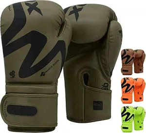 RDX Boxing Gloves for Training & Muay Thai | Convex Skin Leather Gloves for Sparring, Kickboxing, Fighting, Punch Bags, Double End Speed Ball & Focus Pads Punching