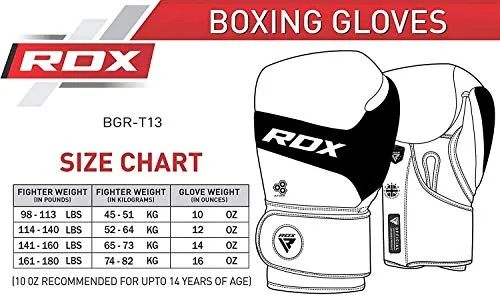 RDX Boxing Gloves for Training & Muay Thai | Kalix Skin Combat Leather Mitts for Sparring, Kickboxing, Fighting | Great for Heavy Punch Bag, Double End Speed Ball & Focus Pads Punching