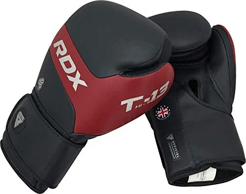 RDX Boxing Gloves for Training & Muay Thai | Kalix Skin Combat Leather Mitts for Sparring, Kickboxing, Fighting | Great for Heavy Punch Bag, Double End Speed Ball & Focus Pads Punching