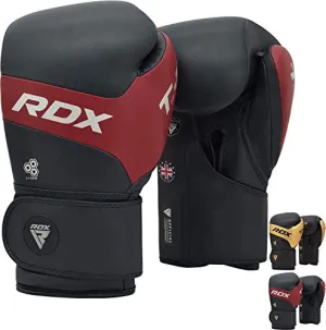 RDX Boxing Gloves for Training & Muay Thai | Kalix Skin Combat Leather Mitts for Sparring, Kickboxing, Fighting | Great for Heavy Punch Bag, Double End Speed Ball & Focus Pads Punching