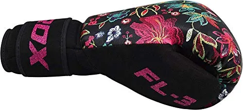 RDX Women Boxing Gloves for Training Muay Thai Flora Skin Ladies Mitts for Sparring, Fighting Kickboxing Good for Punch Bag, Focus Pads and Double End Ball Punching