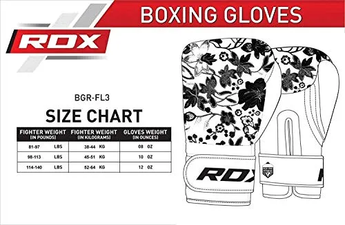 RDX Women Boxing Gloves for Training Muay Thai Flora Skin Ladies Mitts for Sparring, Fighting Kickboxing Good for Punch Bag, Focus Pads and Double End Ball Punching