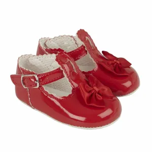 Red Patent T-Bar Bow Soft Sole Shoes