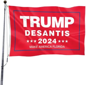 Red Trump DeSantis 2024 Make America Florida Flag