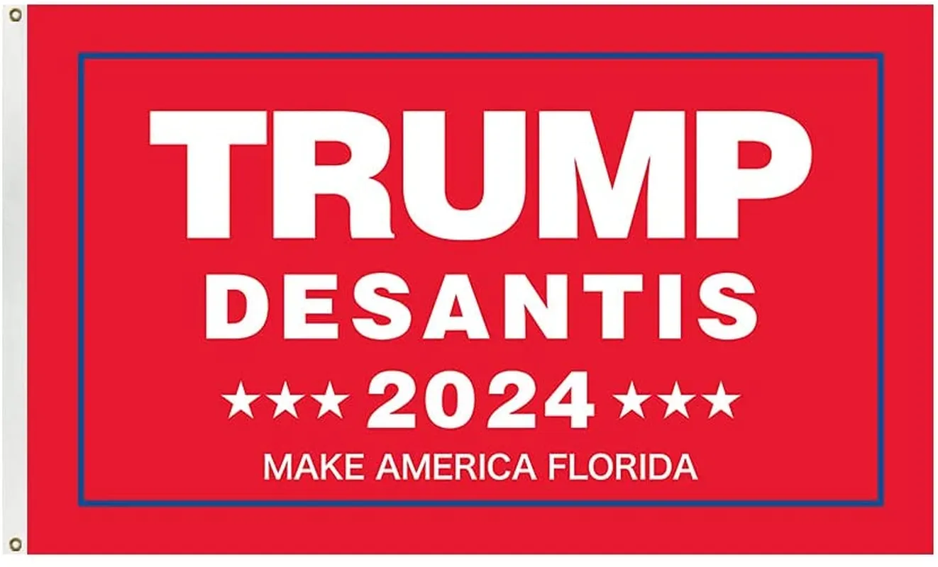 Red Trump DeSantis 2024 Make America Florida Flag