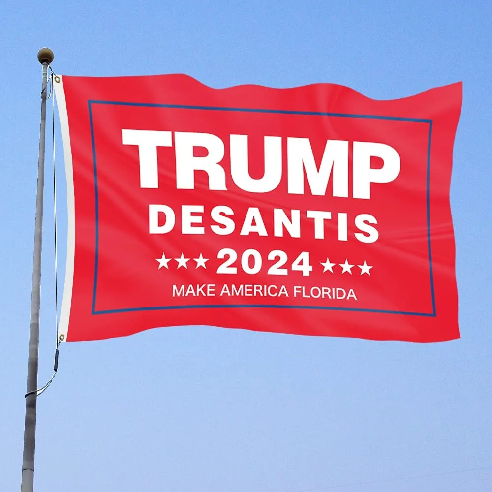 Red Trump DeSantis 2024 Make America Florida Flag