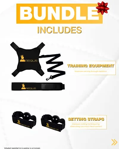 Regius Volleyball Training Equipment 3.0 - Premium Solo Trainer, Perfect for Beginners Practicing Serving, Setting and Spiking, Great Gift Idea - Yellow