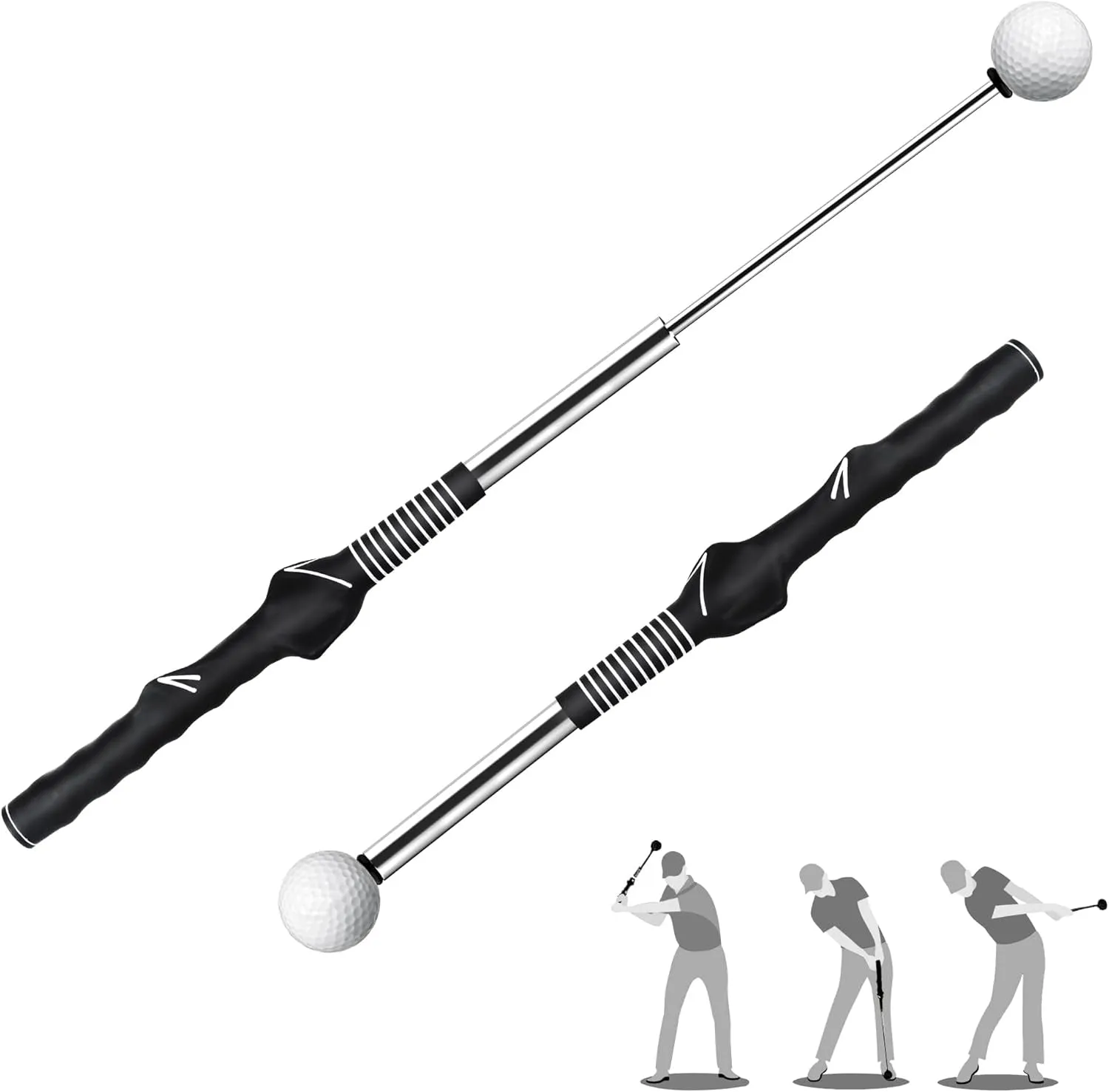 Retractable Golf Swing Training Aid,Rhythm Click Sound Warm up Golf Swing Trainer,Golf Grip Trainer Attachment -Strength & Tempo Training for Chipping Hitting,Golf Accessories for Men