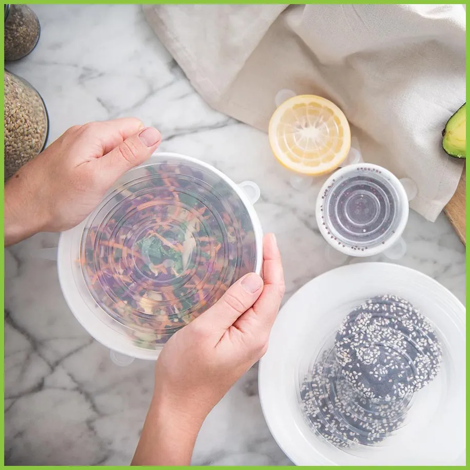 Reusable Silicone Lids & Bowl Covers - 6 PACK - Multiple Sizes - CaliWoods
