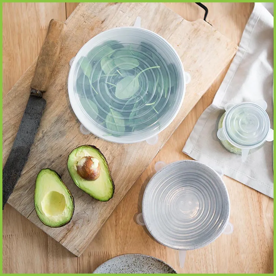Reusable Silicone Lids & Bowl Covers - 6 PACK - Multiple Sizes - CaliWoods