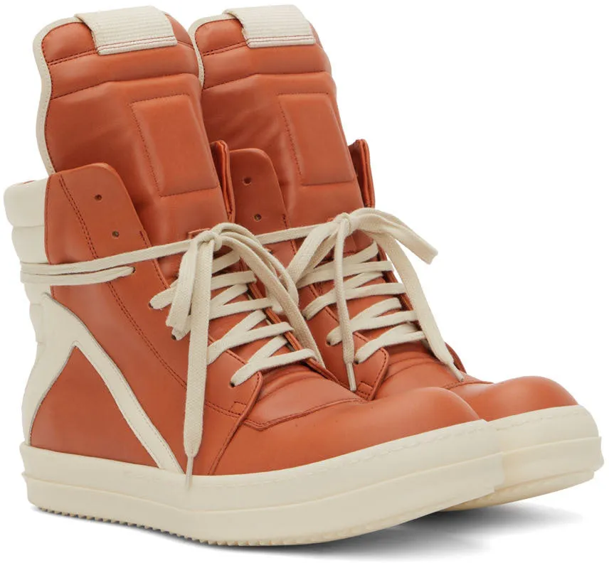 RICK OWENS Orange Geobasket Sneakers