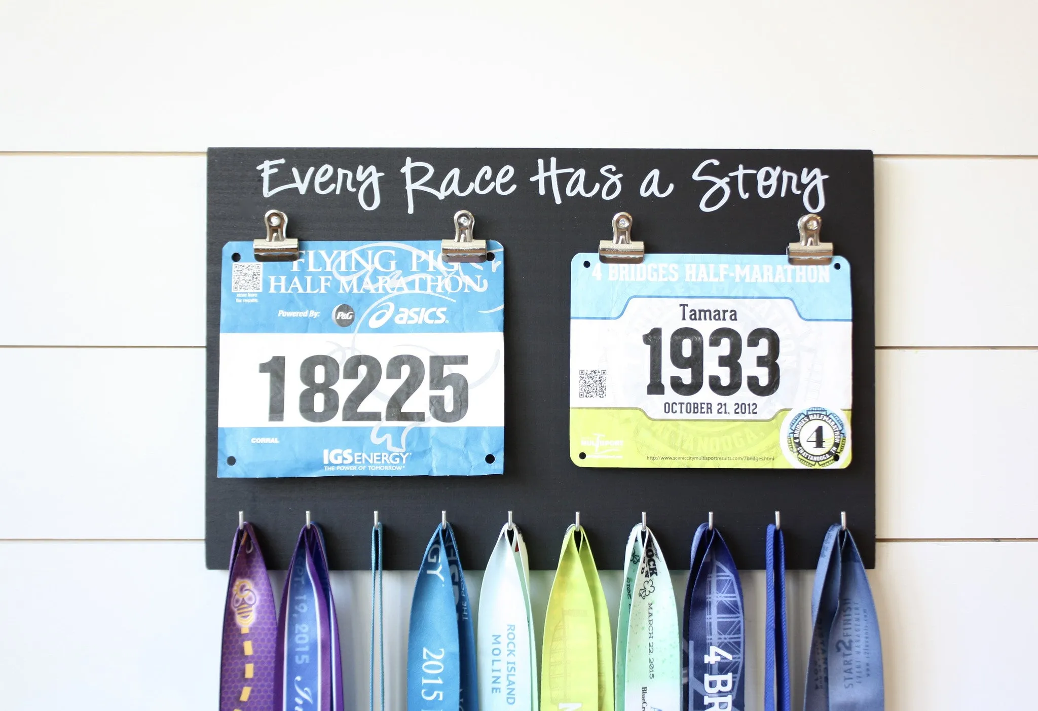 Running Race Bib and Medal Holder - Every Race Has a Story