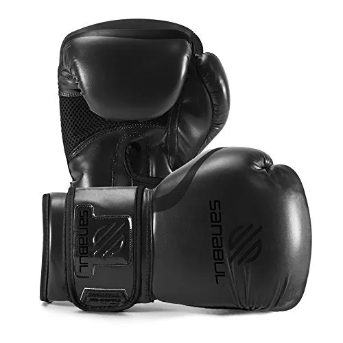 Sanabul Essential Gel Boxing Kickboxing Training Gloves (AllBlack, 12 oz)