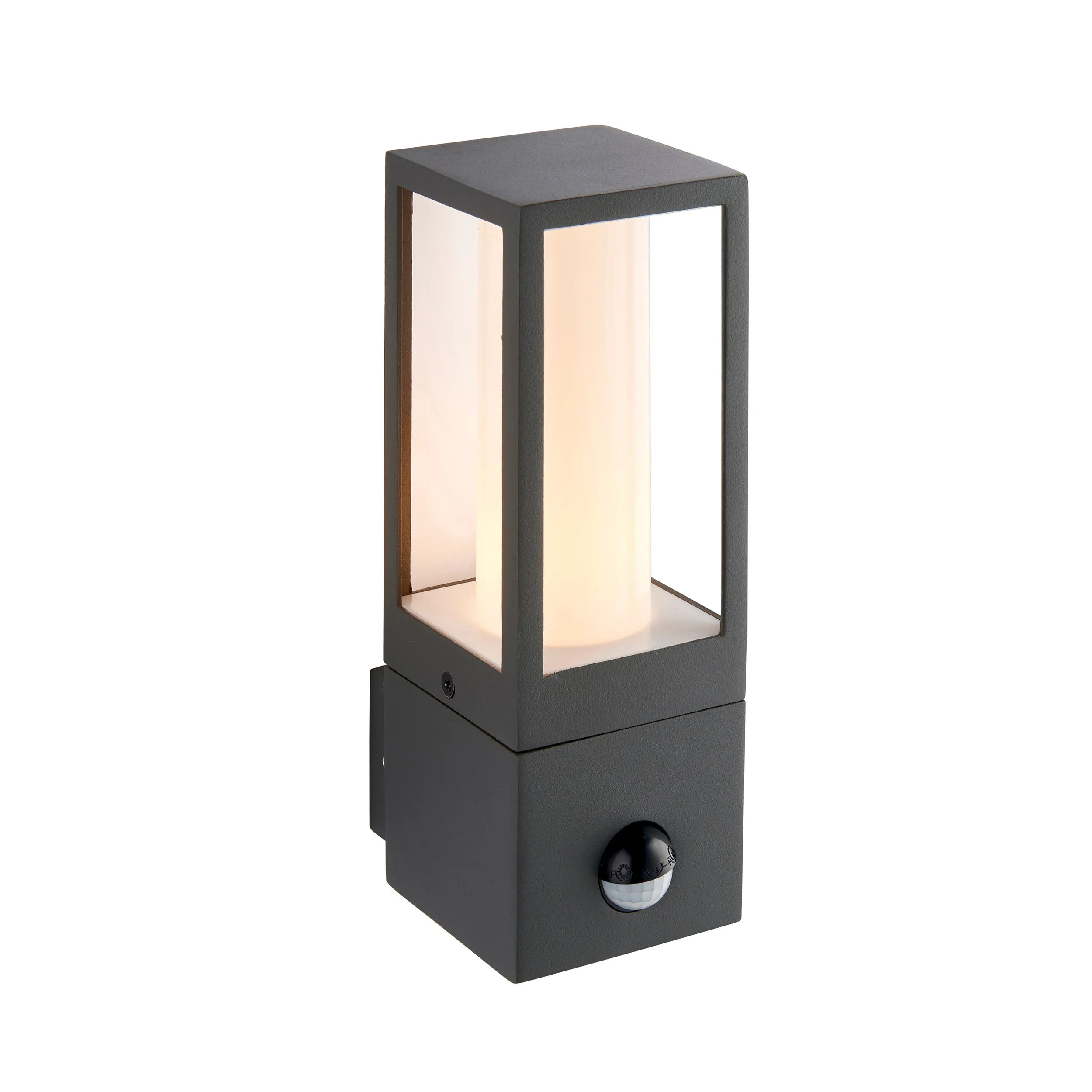 Saxby 99549 Lantern pIR IP44 7W Textured grey paint & opal pc 7W LED GU10 (Required)