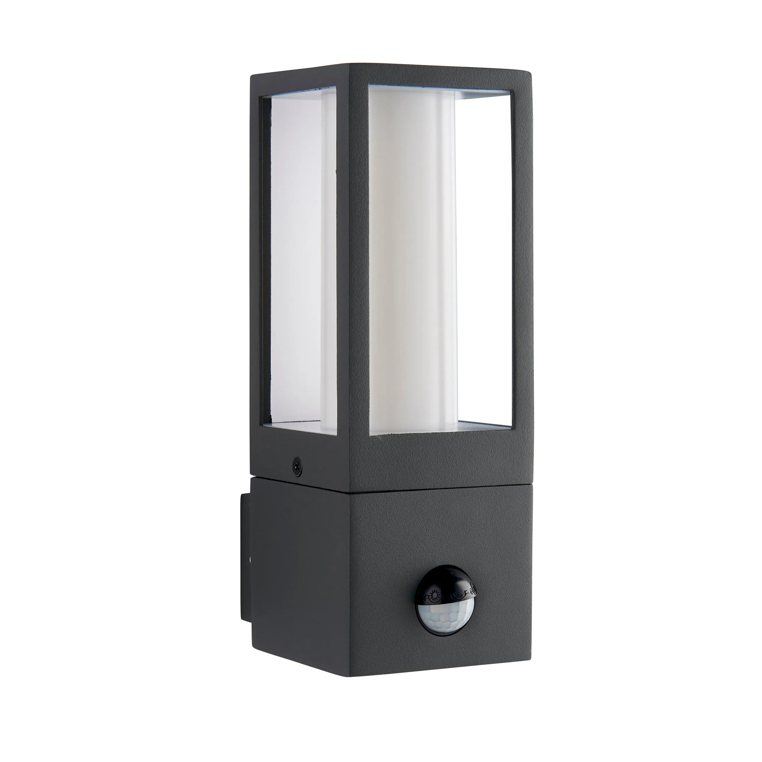 Saxby 99549 Lantern pIR IP44 7W Textured grey paint & opal pc 7W LED GU10 (Required)