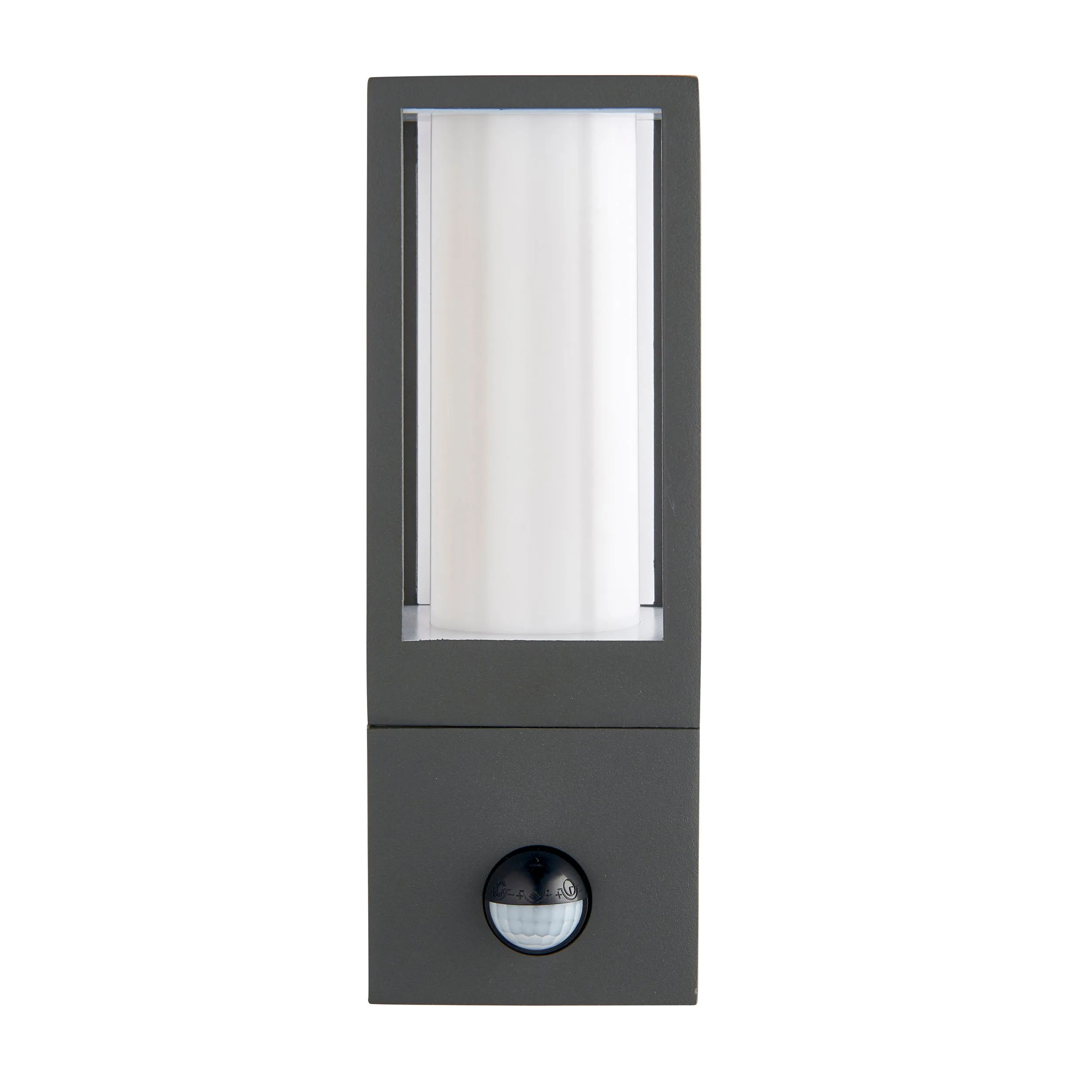 Saxby 99549 Lantern pIR IP44 7W Textured grey paint & opal pc 7W LED GU10 (Required)