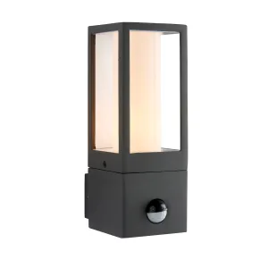 Saxby 99549 Lantern pIR IP44 7W Textured grey paint & opal pc 7W LED GU10 (Required)