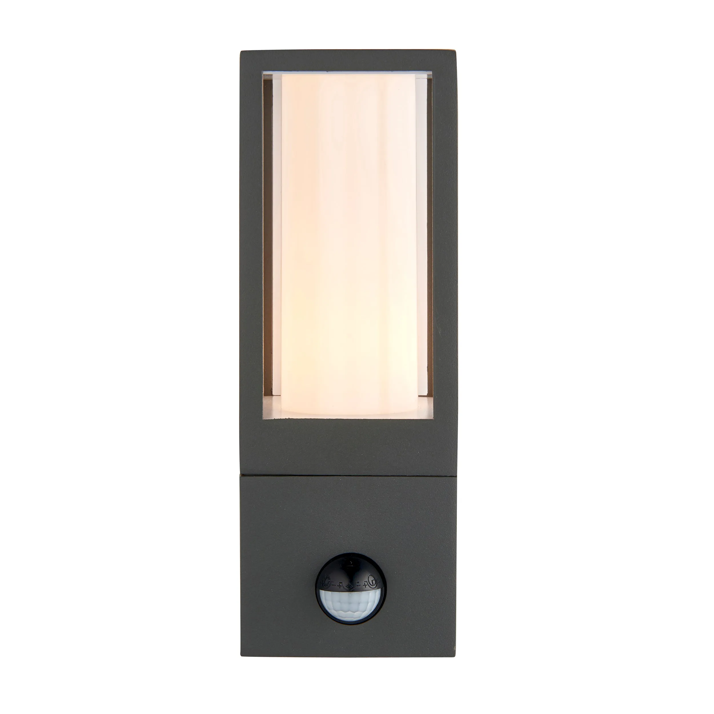 Saxby 99549 Lantern pIR IP44 7W Textured grey paint & opal pc 7W LED GU10 (Required)