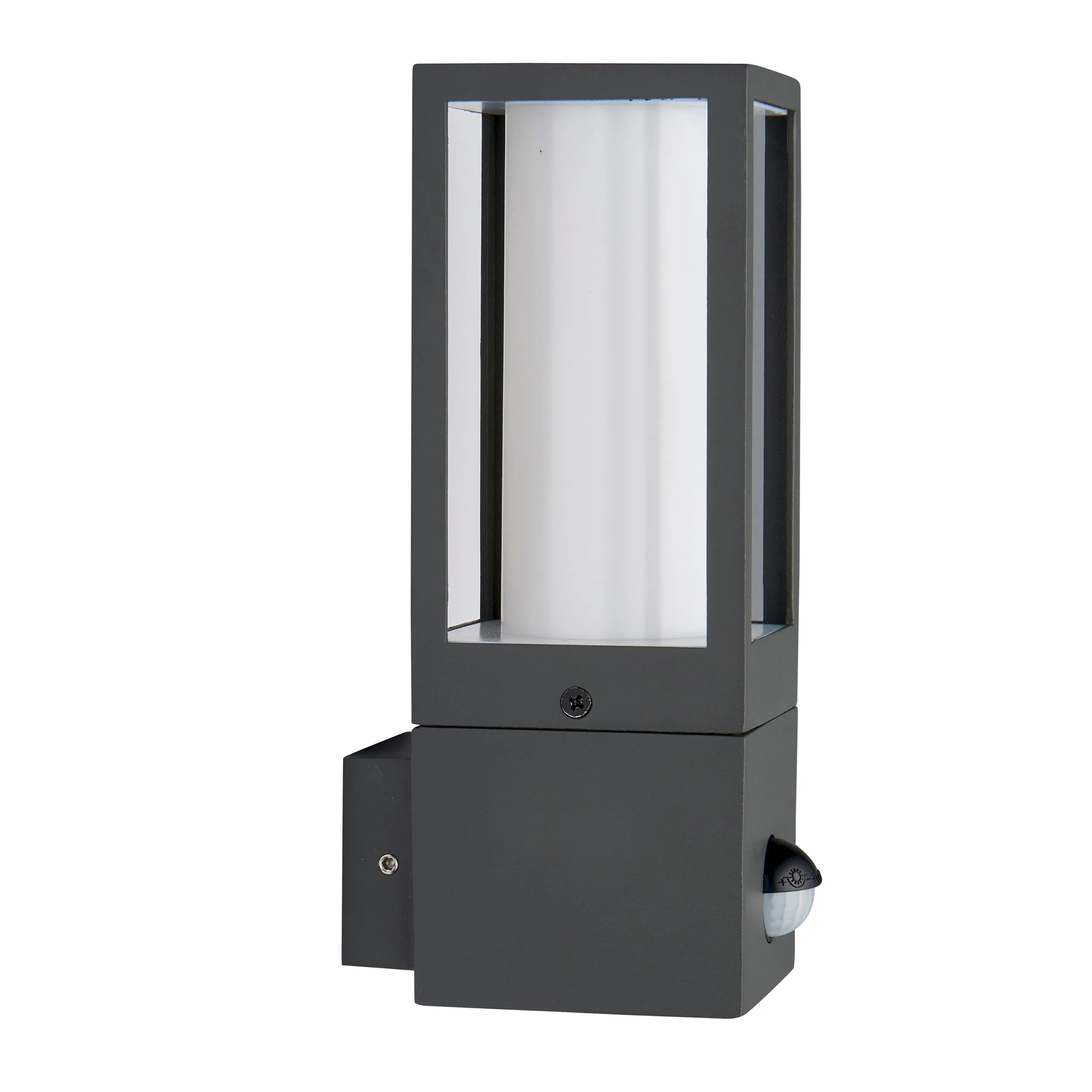 Saxby 99549 Lantern pIR IP44 7W Textured grey paint & opal pc 7W LED GU10 (Required)