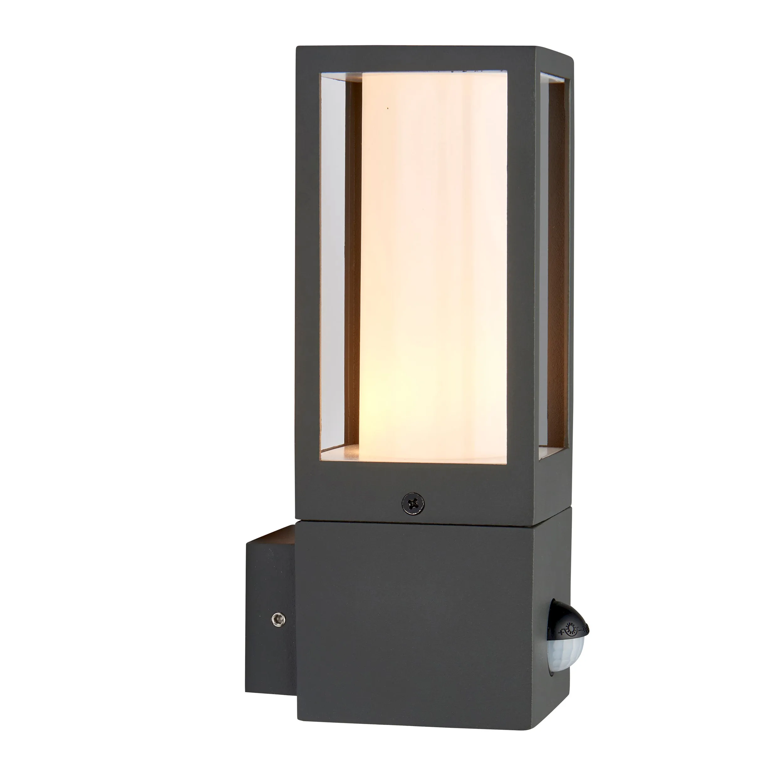 Saxby 99549 Lantern pIR IP44 7W Textured grey paint & opal pc 7W LED GU10 (Required)