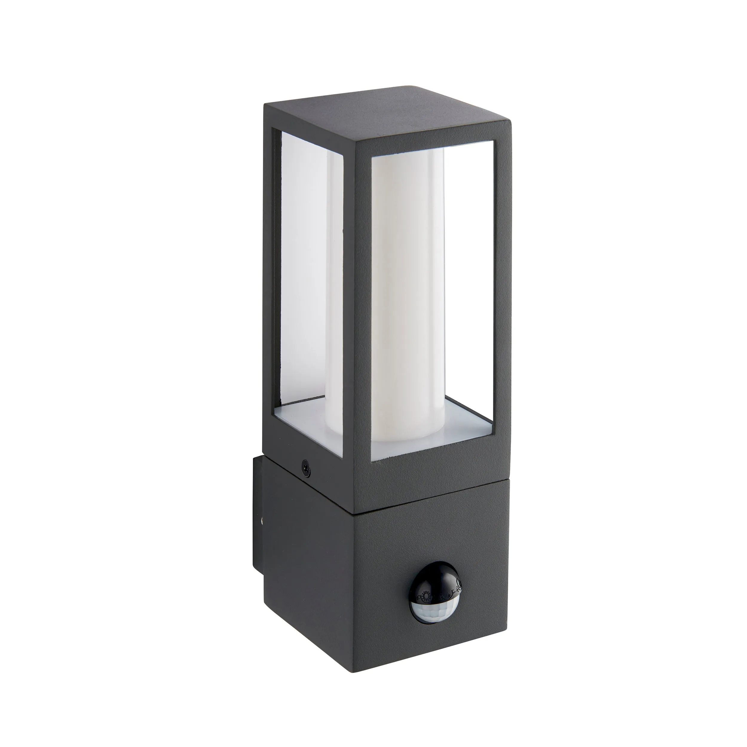 Saxby 99549 Lantern pIR IP44 7W Textured grey paint & opal pc 7W LED GU10 (Required)