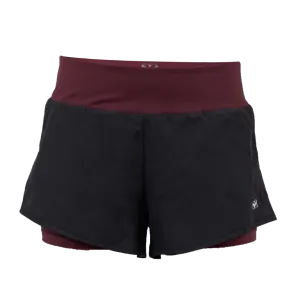Scramble Hearts Combination Shorts - Grey/Burgundy