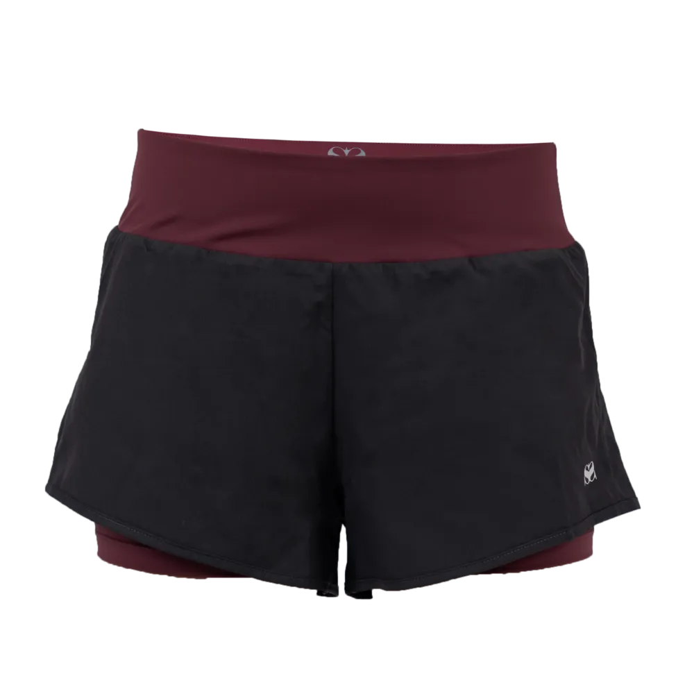 Scramble Hearts Combination Shorts - Grey/Burgundy
