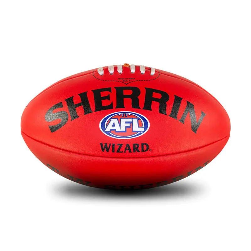 Sherrin Wizard Leather Football - Red