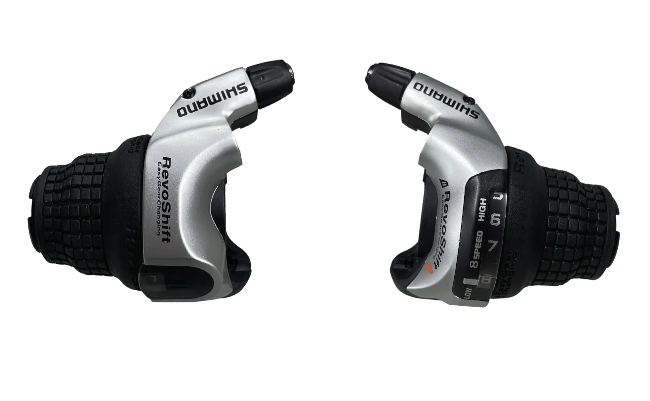 Shimano RS41 Grip Shift Gear Shifter Set - 8 x 3 - Including Gear Wire - Silver
