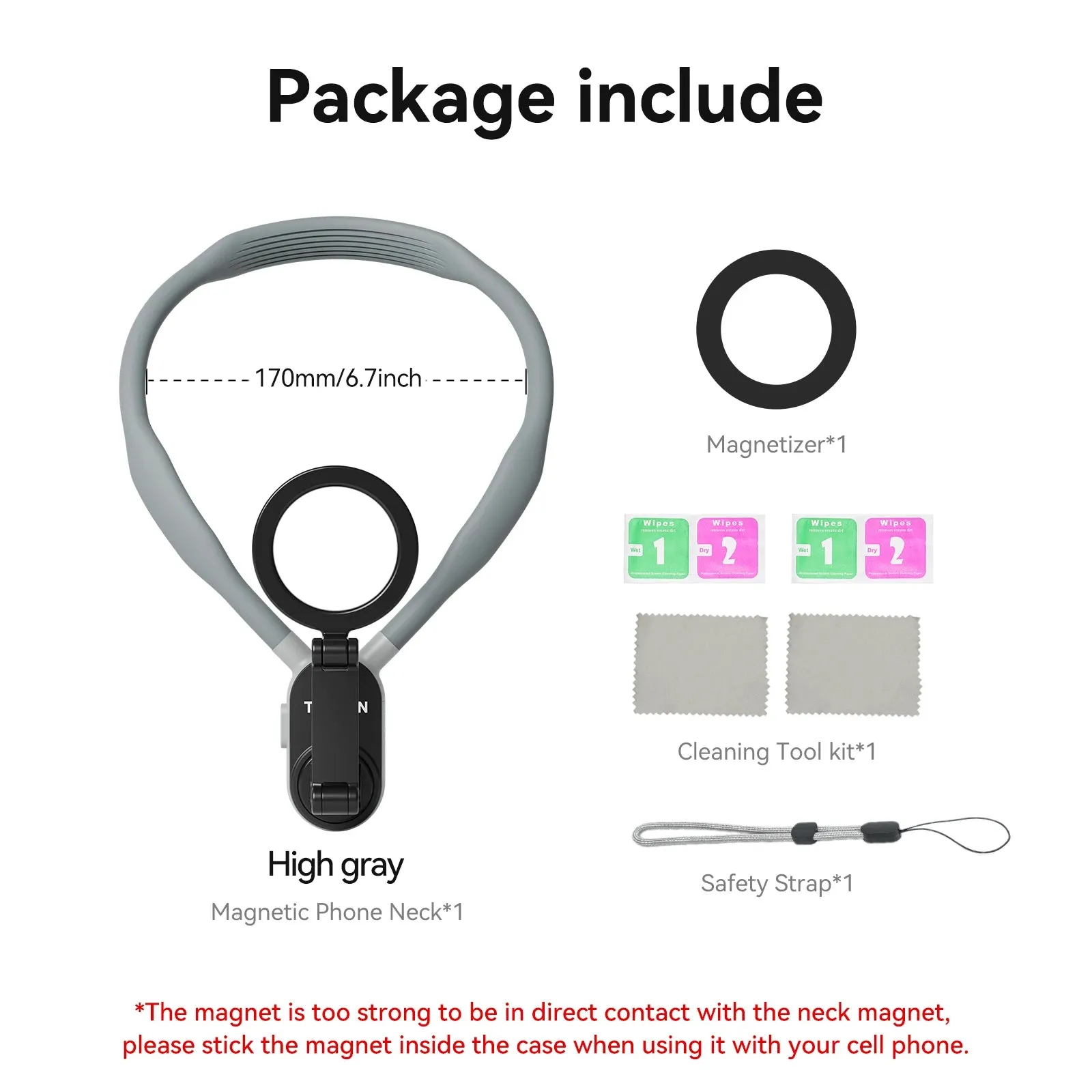 Silicone Phone Magnetic Neck Mount Quick Release Holder for iPhone 15 14 13 12 11 SAMSUNG HUAWEI XIAOMI etc.