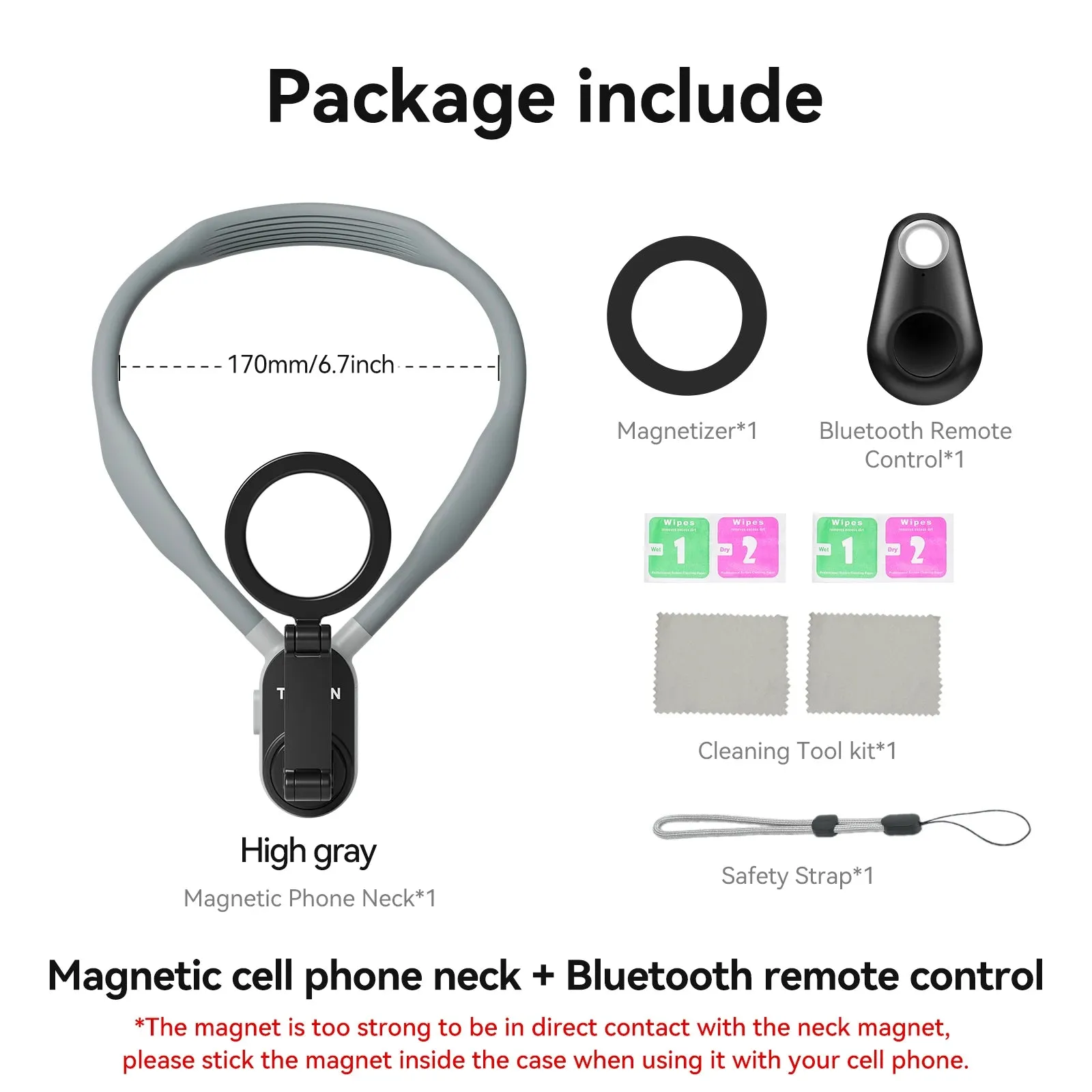 Silicone Phone Magnetic Neck Mount Quick Release Holder for iPhone 15 14 13 12 11 SAMSUNG HUAWEI XIAOMI etc.