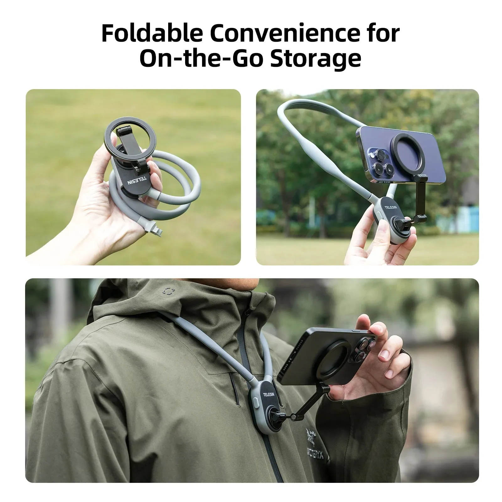 Silicone Phone Magnetic Neck Mount Quick Release Holder for iPhone 15 14 13 12 11 SAMSUNG HUAWEI XIAOMI etc.
