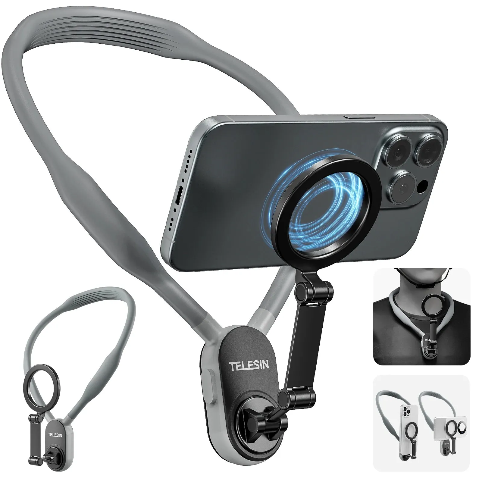 Silicone Phone Magnetic Neck Mount Quick Release Holder for iPhone 15 14 13 12 11 SAMSUNG HUAWEI XIAOMI etc.