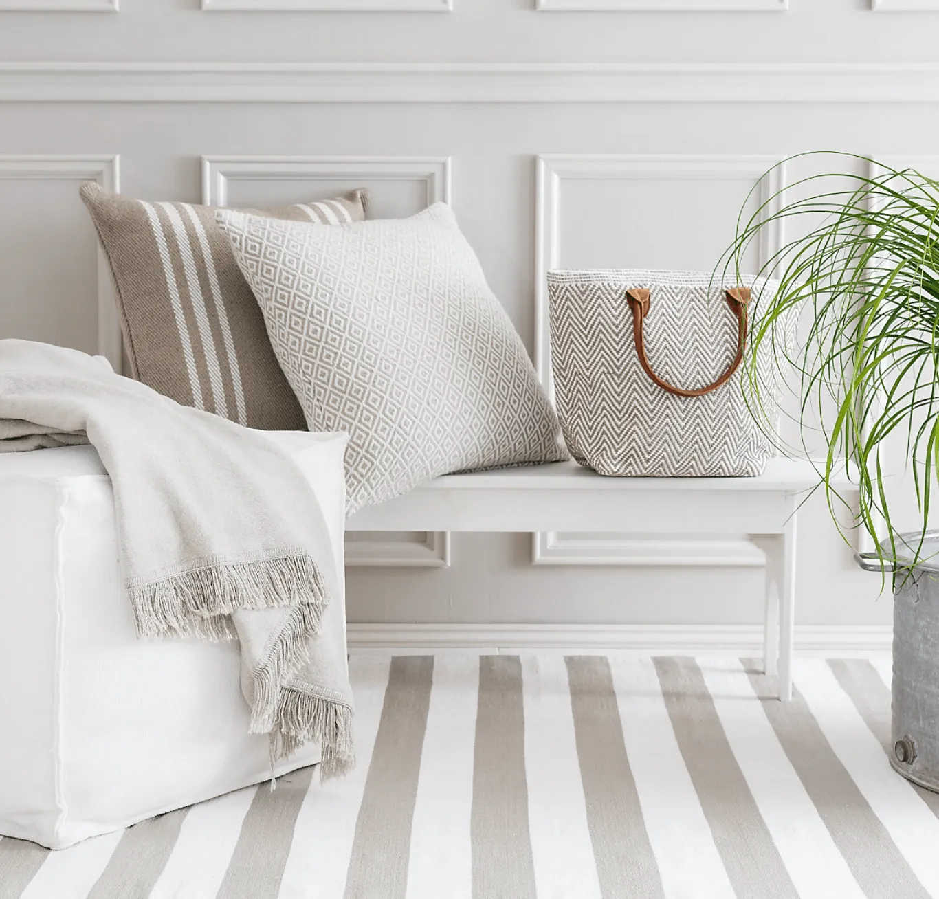 Solid White Indoor/Outdoor Pouf