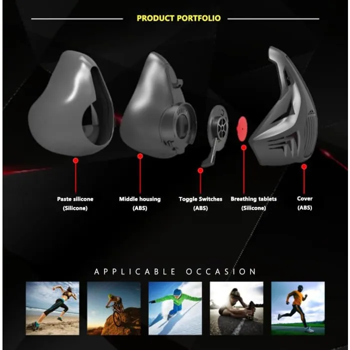 Sport Fitness Mask for Heart Lung Oxygen Control Altitude Training, Unisex