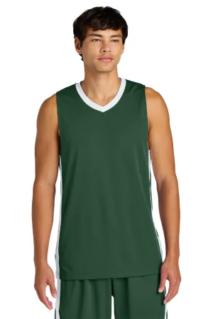 Sport-Tek Rival Basketball Rev Jersey ST900 Forest Green/ White