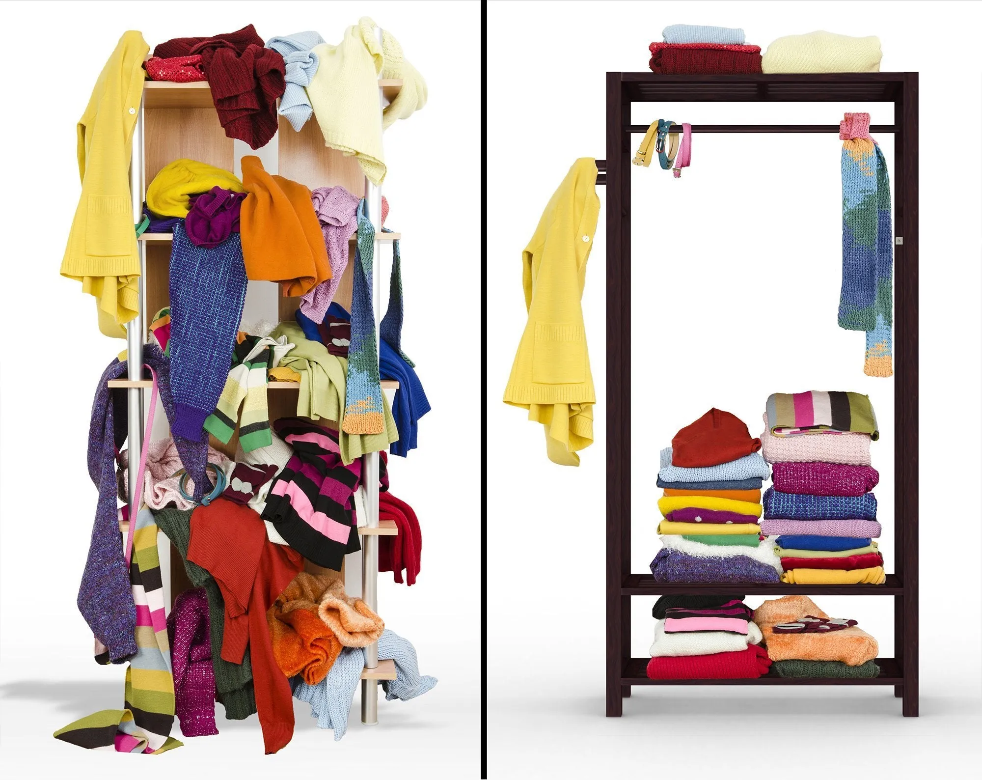 Stony-Edge Wood Coat & Shoe Garment Rack and Hat Stand for Hallway or Front Door Entryway - Free-Standing Clothing Rail Hanger - Easy to Assemble - Espresso