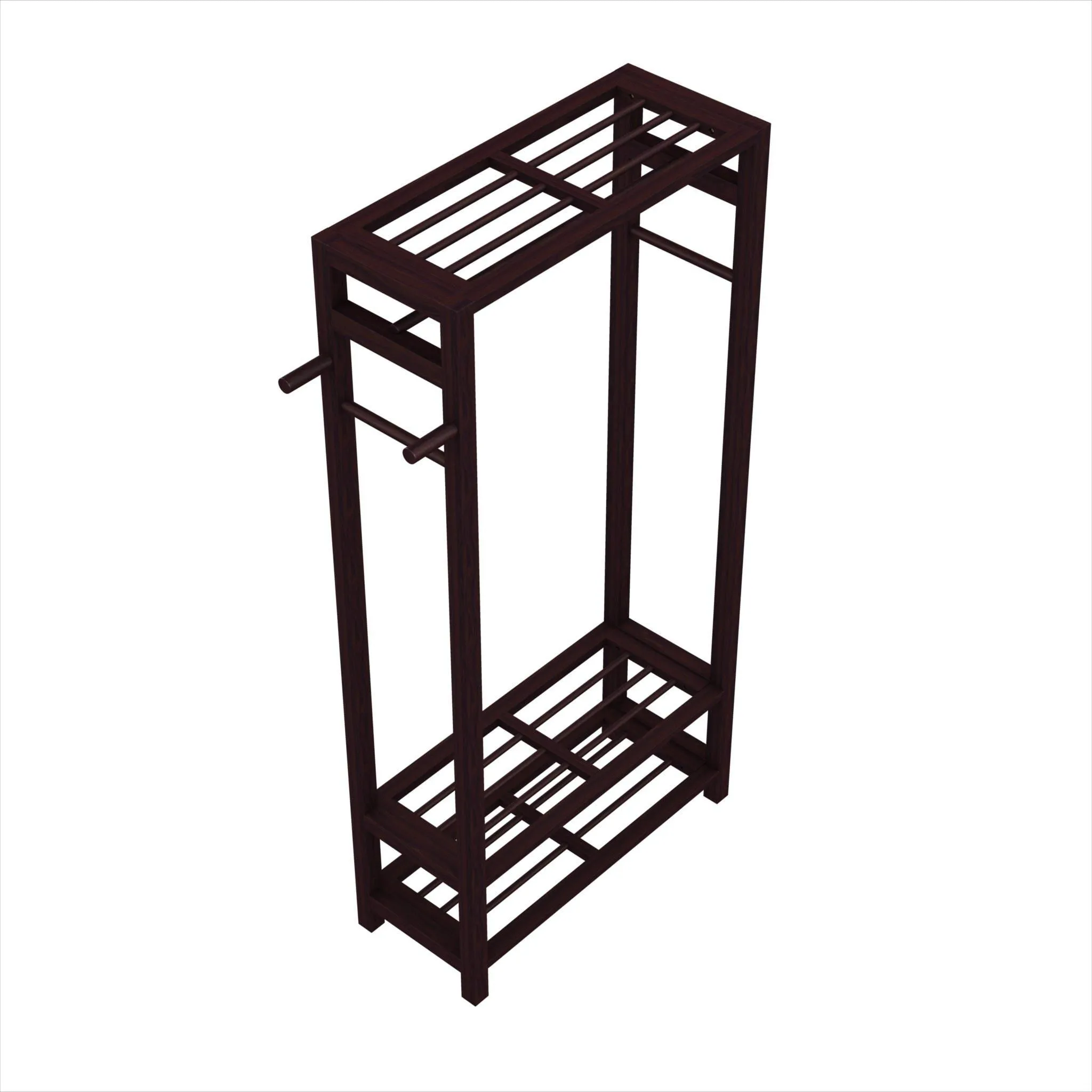 Stony-Edge Wood Coat & Shoe Garment Rack and Hat Stand for Hallway or Front Door Entryway - Free-Standing Clothing Rail Hanger - Easy to Assemble - Espresso