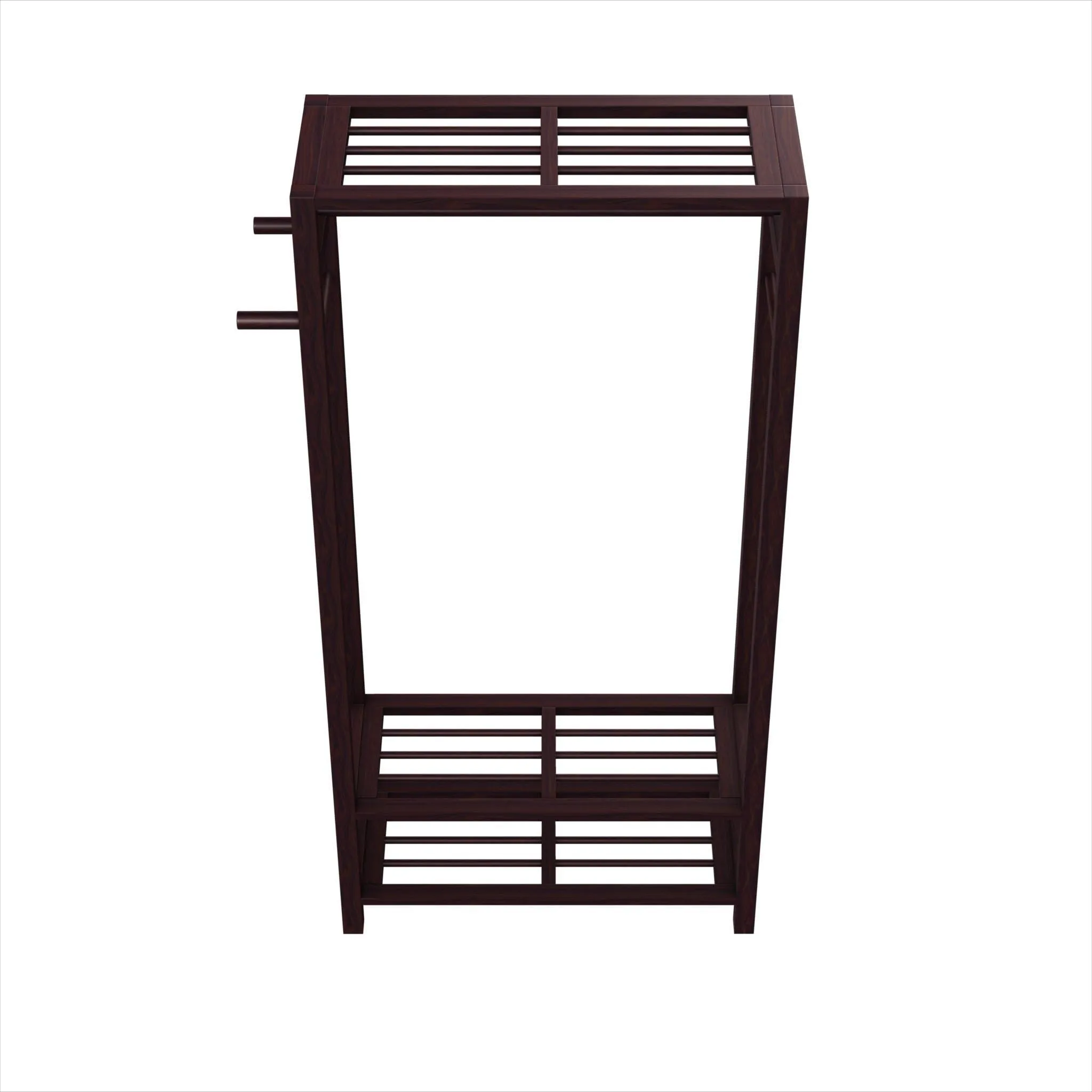 Stony-Edge Wood Coat & Shoe Garment Rack and Hat Stand for Hallway or Front Door Entryway - Free-Standing Clothing Rail Hanger - Easy to Assemble - Espresso