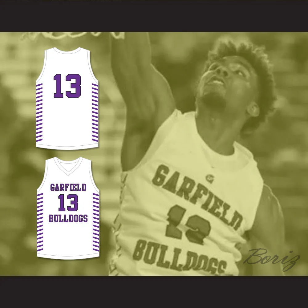 Tari Eason 13 Garfield High School Bulldogs White Basketball Jersey 1