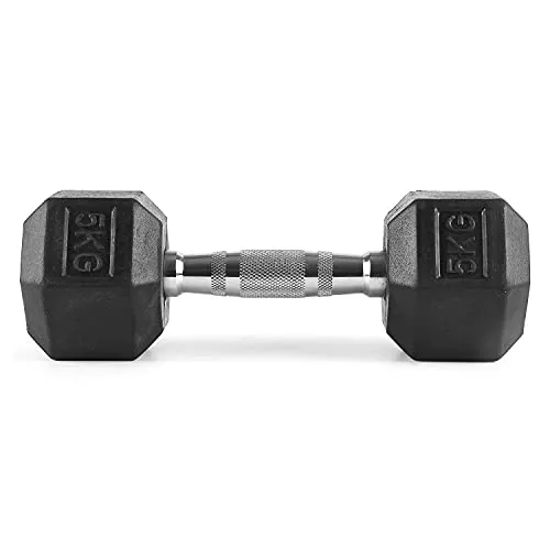 The Cube Club Rubber Coated Hex Dumbbells (Pair) for Men & Women for Home Workout (5.0)
