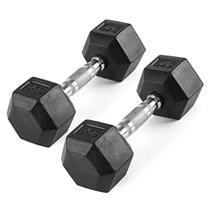 The Cube Club Rubber Coated Hex Dumbbells (Pair) for Men & Women for Home Workout (5.0)