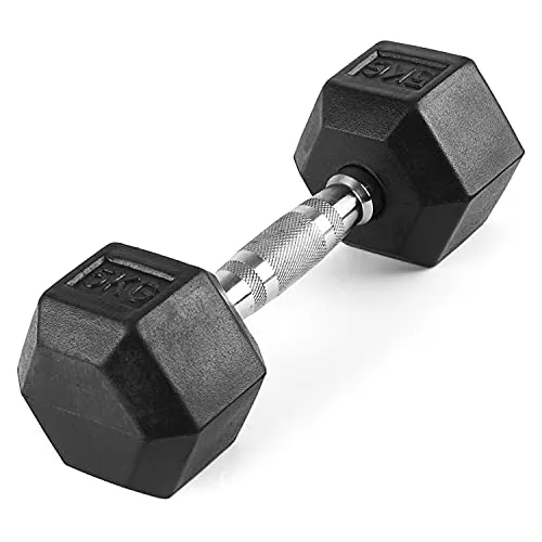 The Cube Club Rubber Coated Hex Dumbbells (Pair) for Men & Women for Home Workout (5.0)