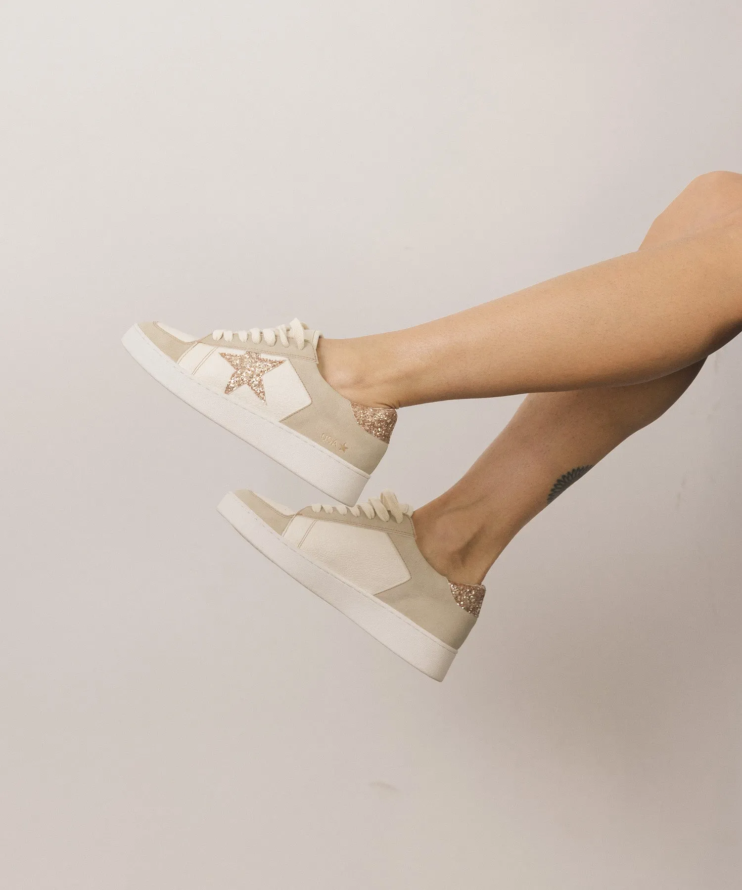 The Liberty | Beige Glitter Star Sneaker