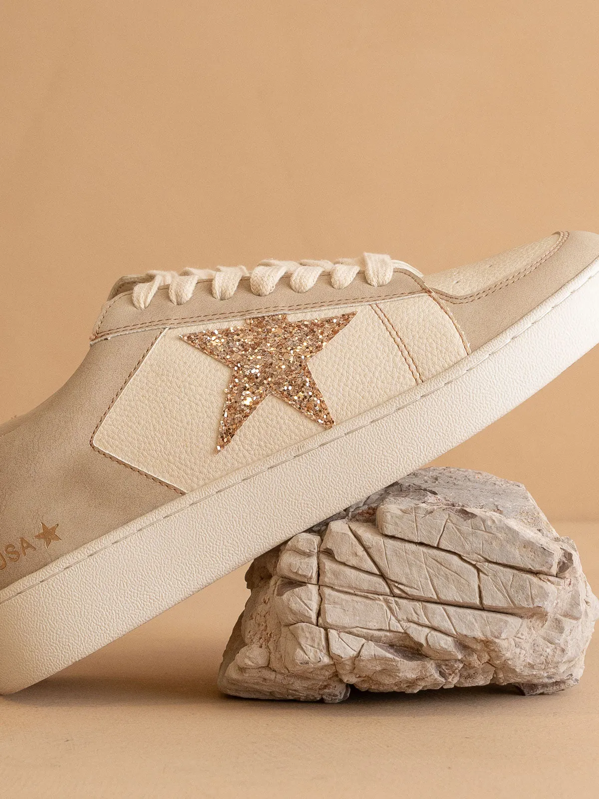 The Liberty | Beige Glitter Star Sneaker