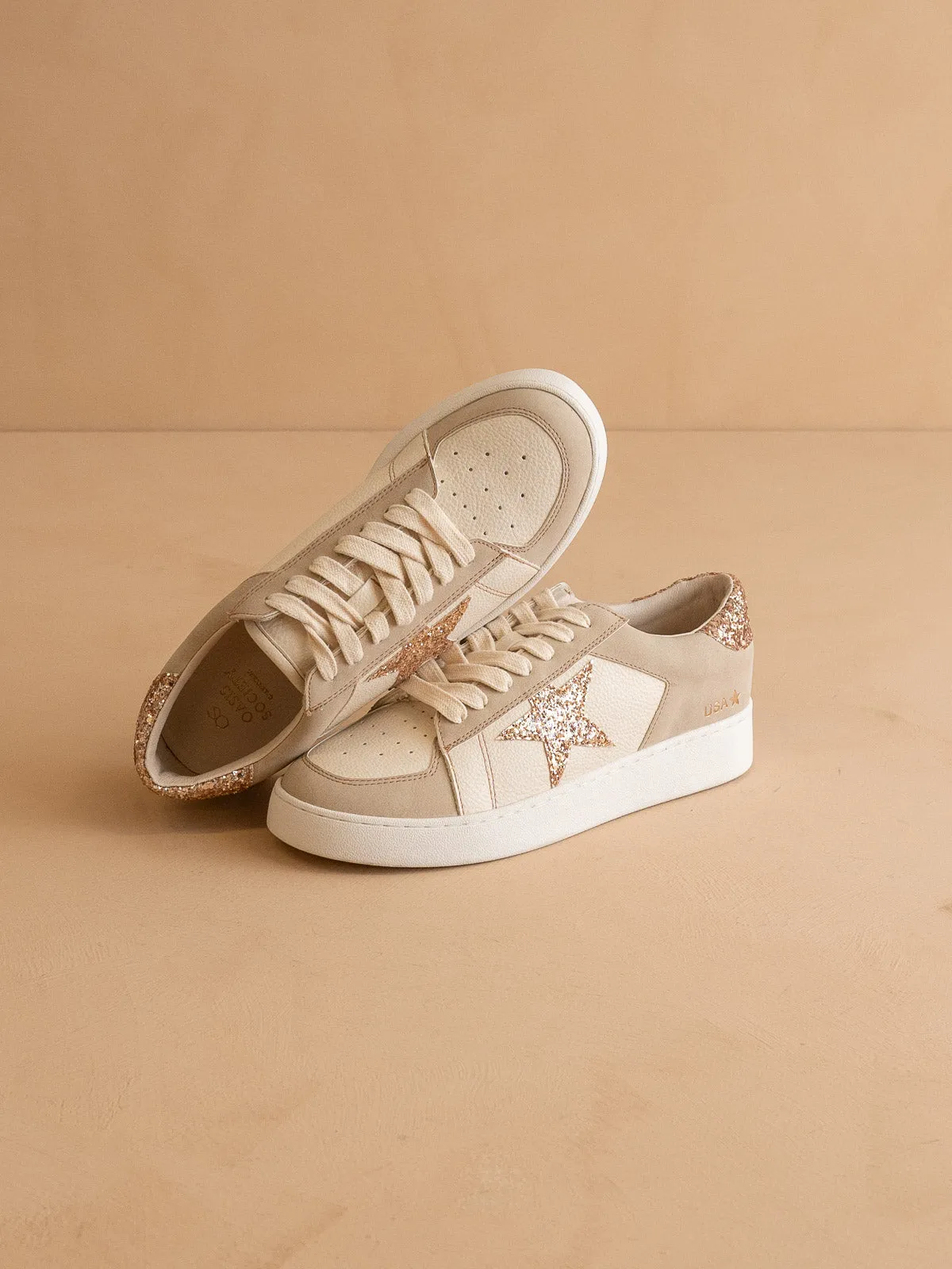 The Liberty | Beige Glitter Star Sneaker