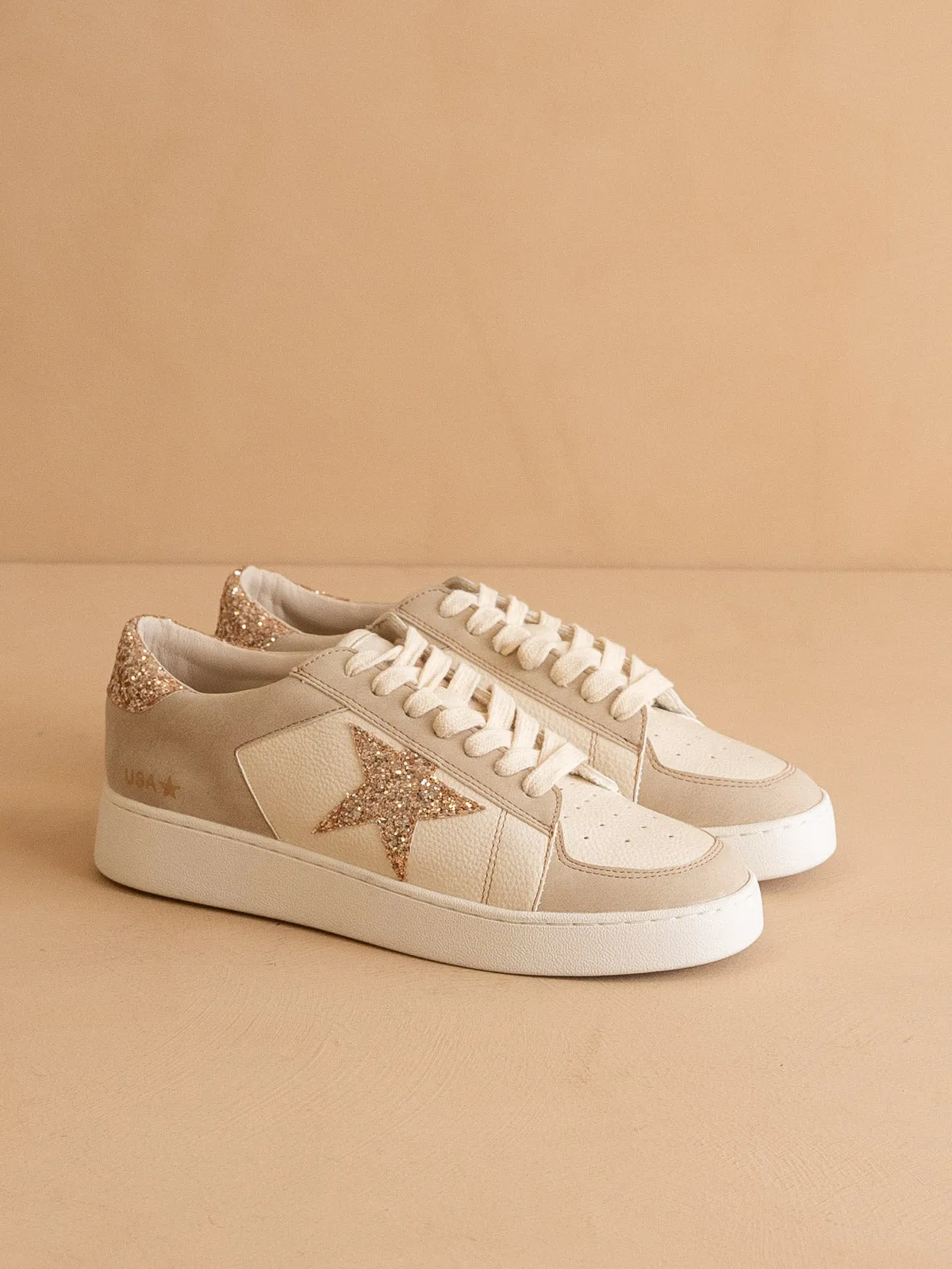 The Liberty | Beige Glitter Star Sneaker
