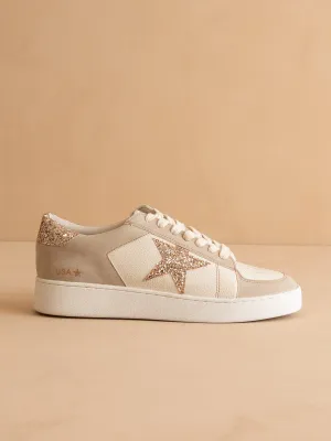 The Liberty | Beige Glitter Star Sneaker