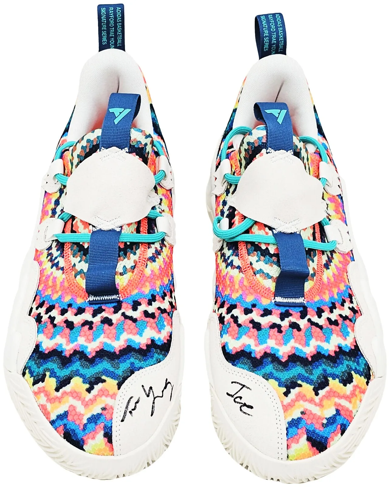 TRAE YOUNG AUTOGRAPHED TIE-DYE ADIDAS SHOES HAWKS SIZE 12.5 ICE (GY0295) BECKETT