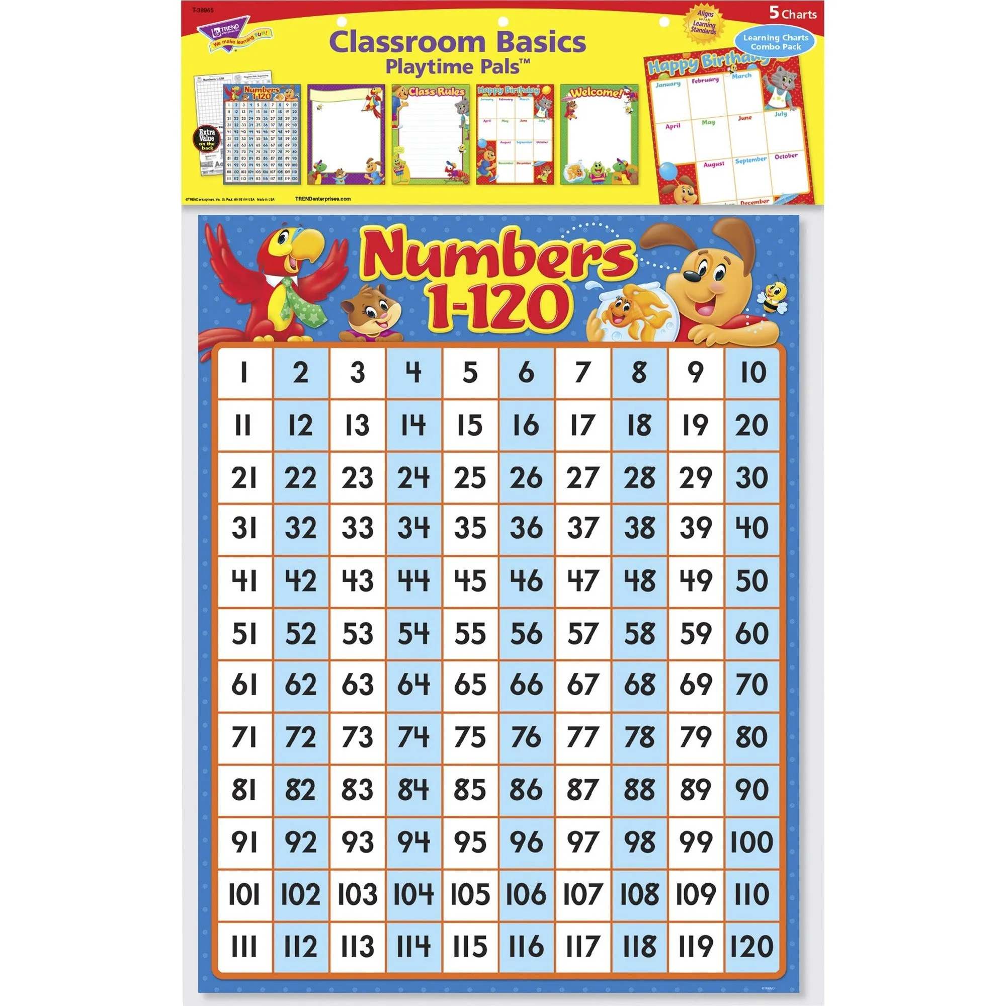 Trend Playtime Pals Learning Charts Combo Pack
